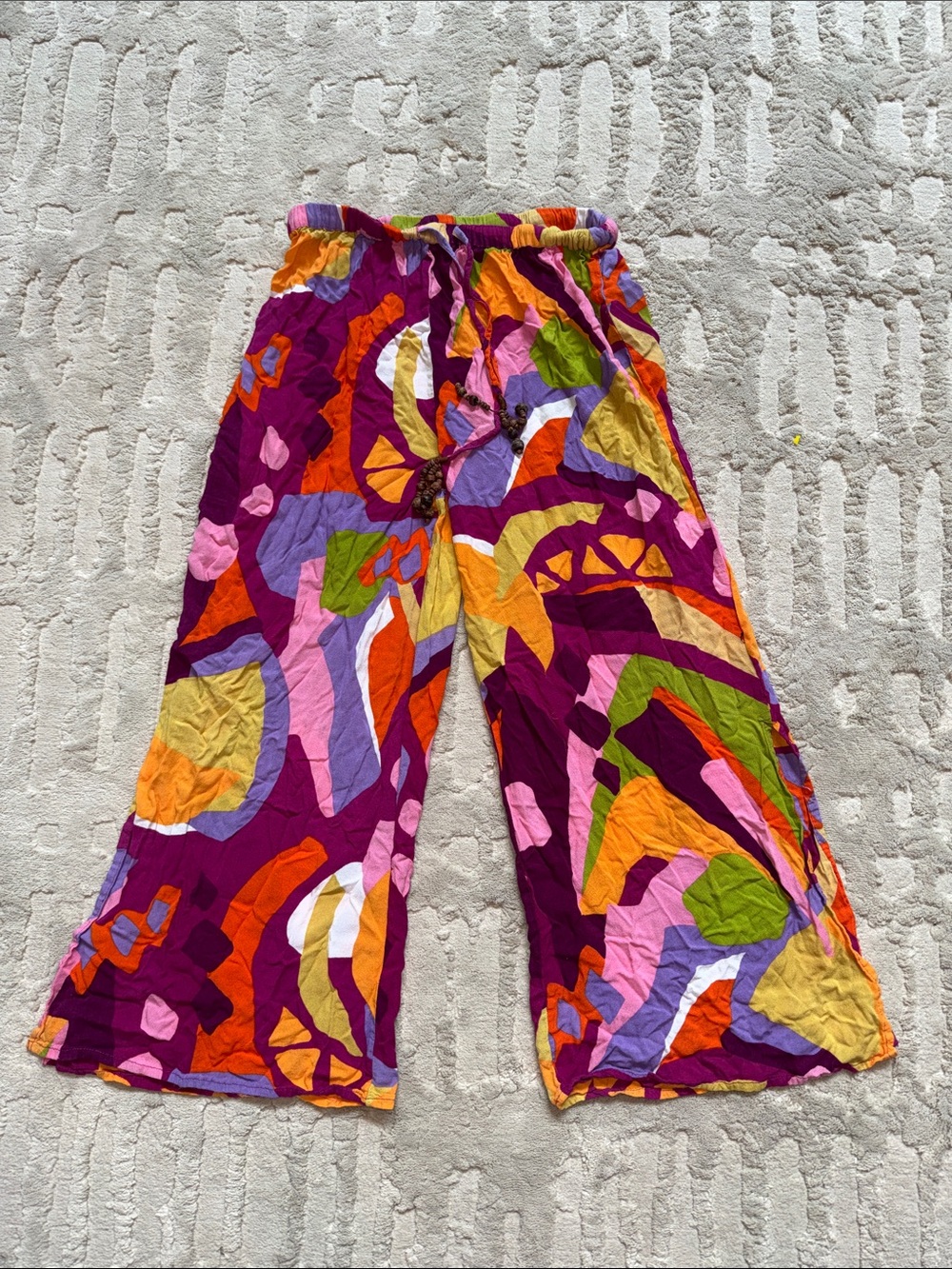 True Destinations Multicolor Abstract Print Wide-Leg Pants